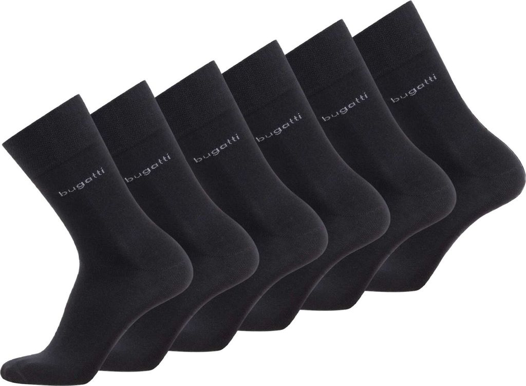 bugatti Herren Socken, 6er Pack - uni Schwarz 39-42 Produktbild 