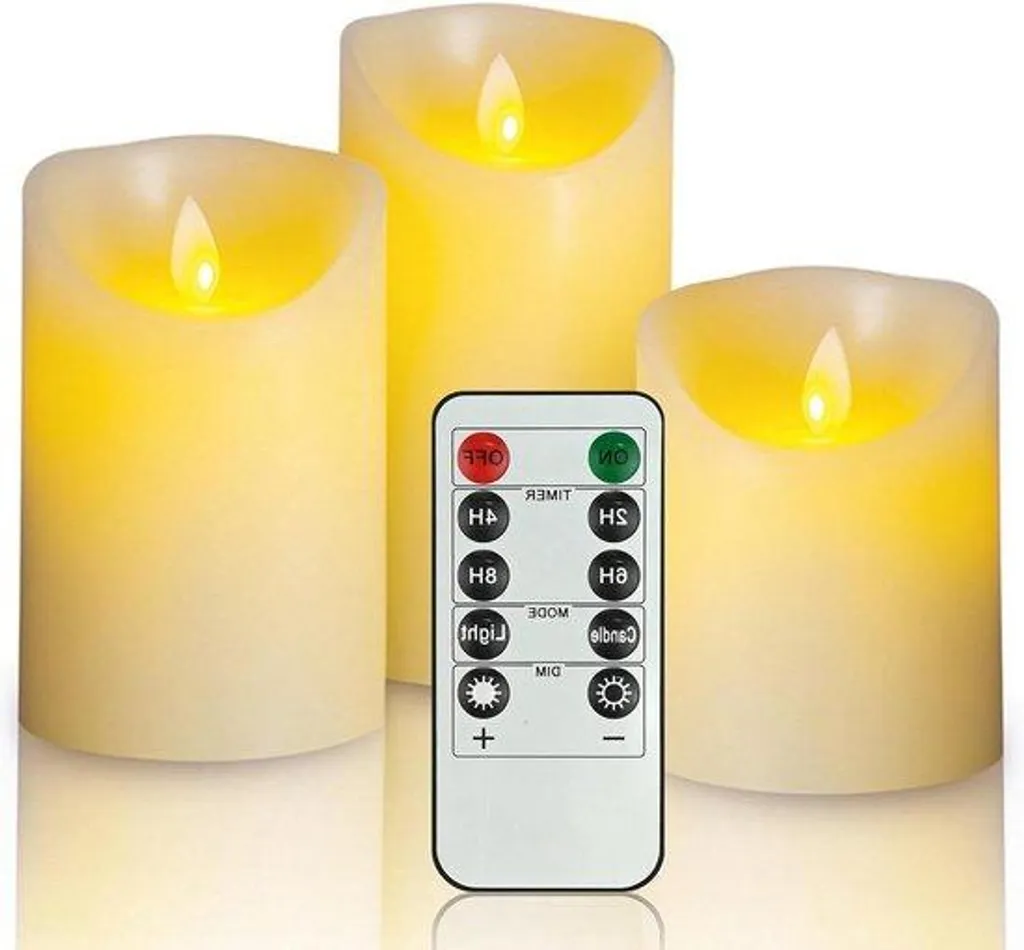 Bougies LED avec minuterie et télécommande étanches, lot de 3 bougies