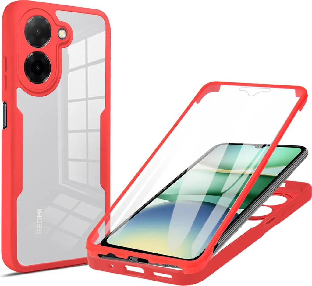 Custodia Xiaomi Redmi A5 4G Rossa: Protezione 360 Gradi con Vetro Integrato