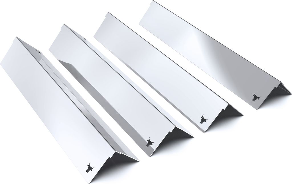 Gasgrill Brennerabdeckung V2A passend für Napoleon Rogue 525er Freestyle 425er, Farbe:4er Set Chrom Bulle