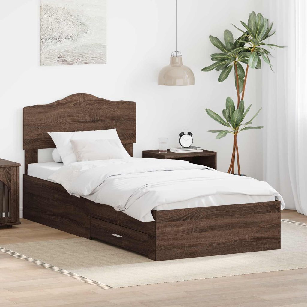 Maison Exclusive - Bettrahmen Braun Eichen-Optik 100 x 200 cm Holzwerkstoff