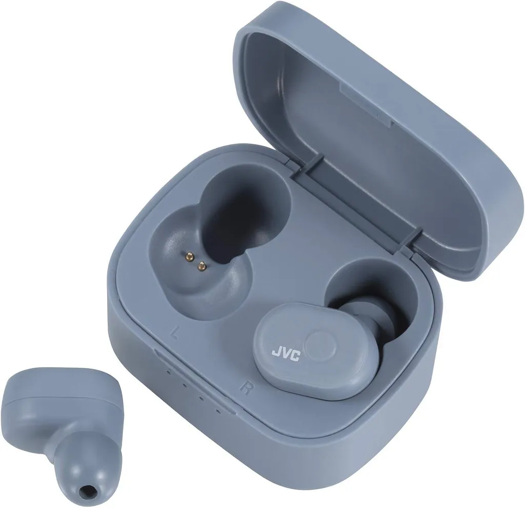 JVC HA-A10T-BU True Wireless In-Ear Bluetooth Kopfhörer mit Memory-Foam Ohrstücken, IPX5 wasserfest, 14 Std. Akkulaufzeit,Sprachassistenten kompatibel
