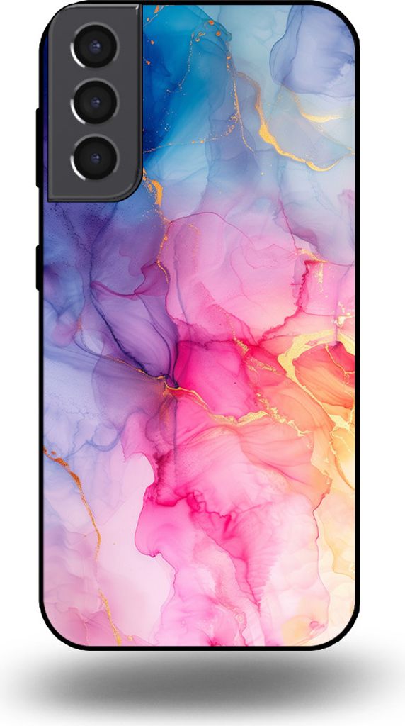 Smartphonica Handytasche passend für Samsung Galaxy S21 Plus mit Marmordruck - TPU Rückseite Hülle Marmor Design - Regenbogen