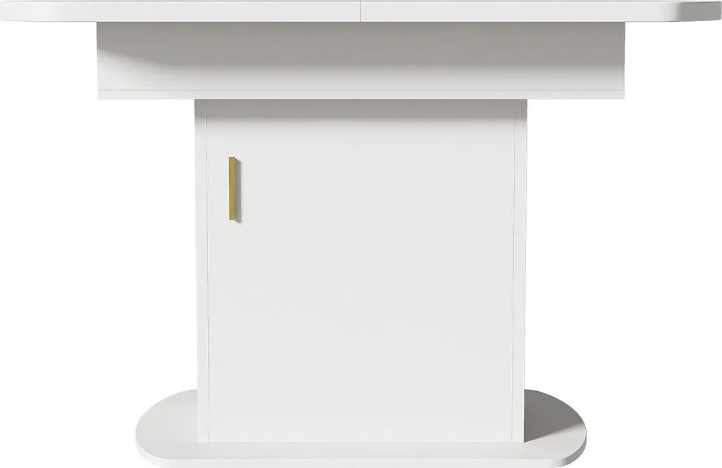 Table ovale extensible 110/130 cm blanc et or style moderne minimaliste - 7