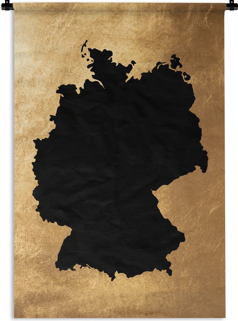 MuchoWow Wandteppich Wandbehang Karte Europa - Deutschland - Schwarz 120x180 cm Tapisserie Dekoration Wandtuch - Schlafzimmer - Dekorationen für...