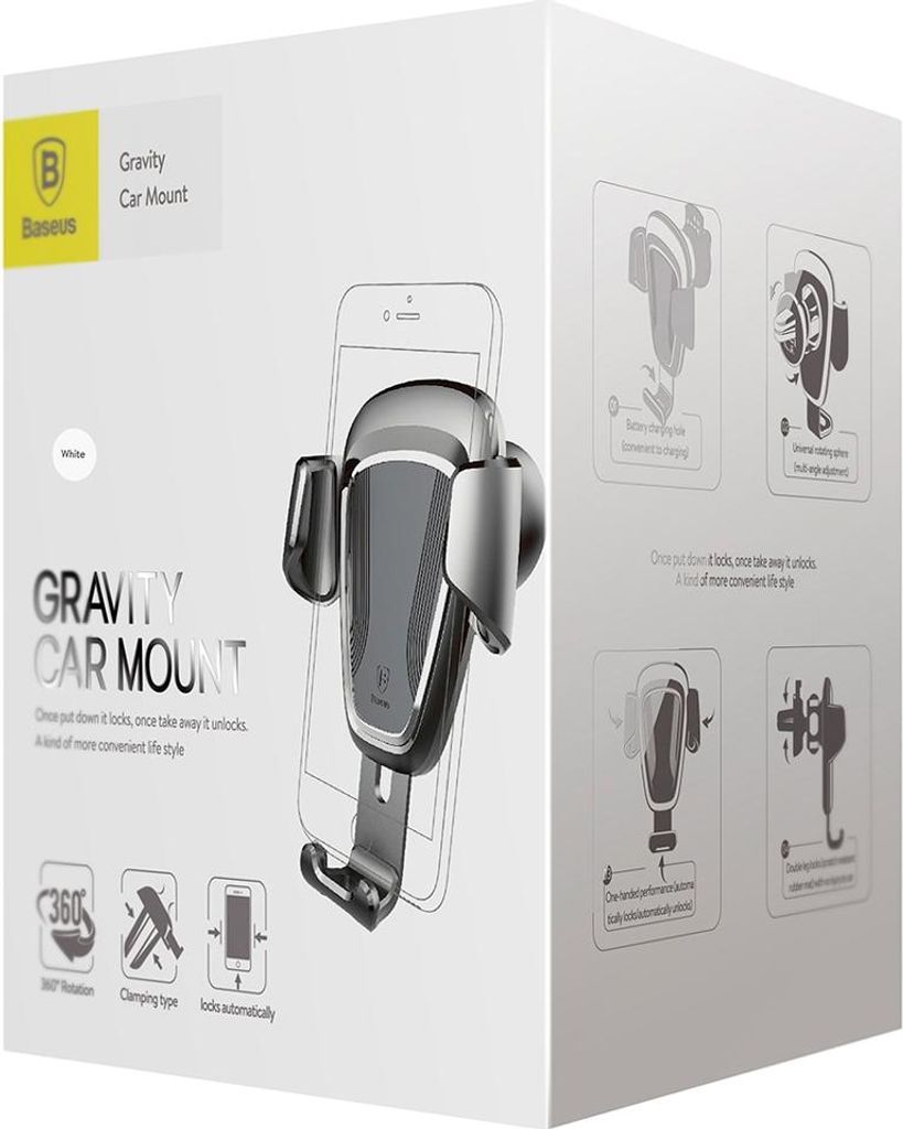 Baseus Gravity Car Mount Handyhalterung für 4-6" Geräte, Silber