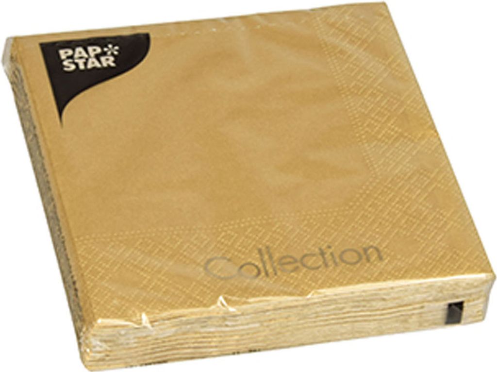 Papstar Servietten, gold 3-lagig 1/4-Falz 25 x 25 cm 14 x 20 Stück