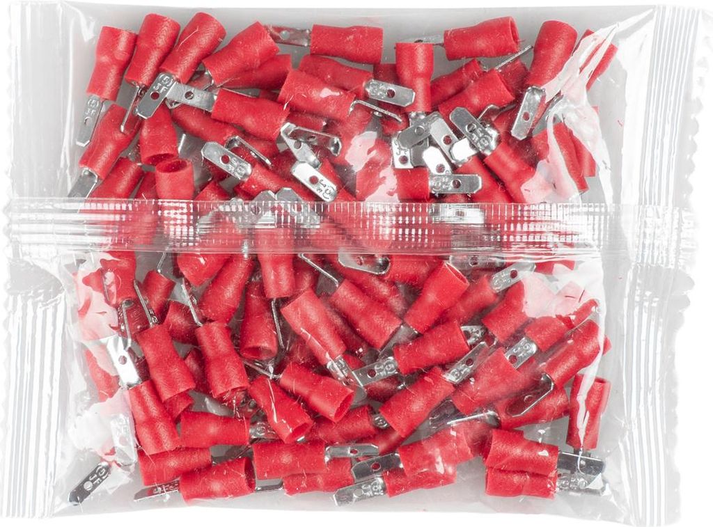 Vayox Set 100 Stk. Flachstecker isoliert männlich 0.5-1.5mm2 2.8mm Rot