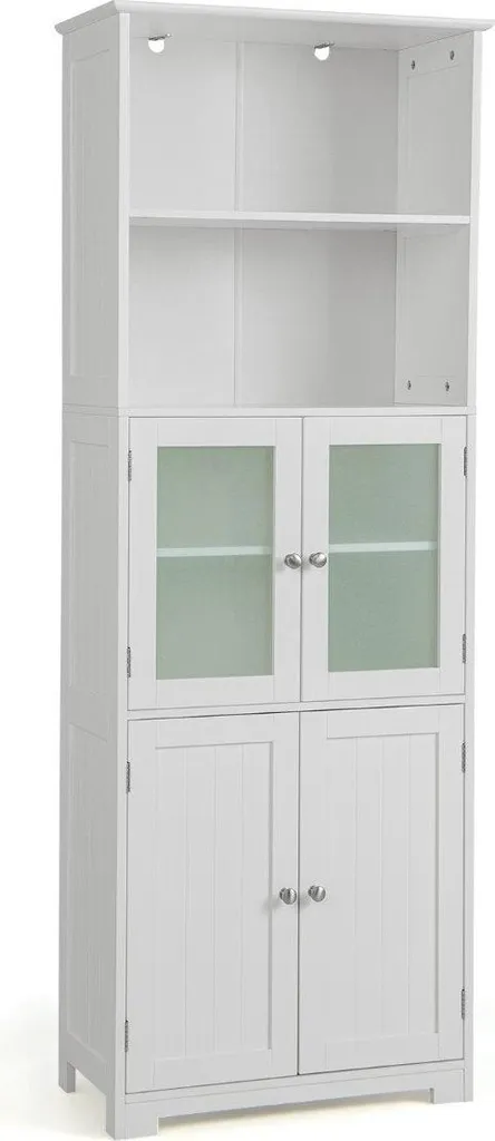 Meuble Rangement Salle de Bain Blanc 163cm Haute Capacité 60x30x163 cm