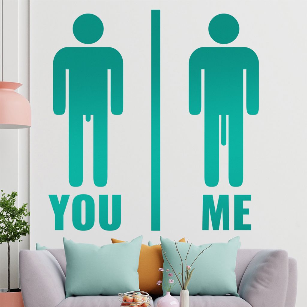 KIWISTAR Me and You - Penis Vergleich Wandtattoo in 6 Größen - Wandaufkleber Wall Sticker - Dekoration, Küche, Wohnzimmer, Schlafzimmer, Badezimmer
