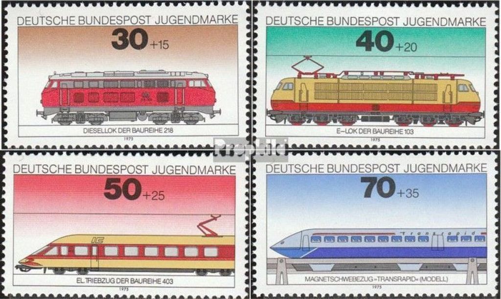Briefmarken BRD (BR.Deutschland) 1975 Mi 836-839 (kompl.Ausgabe) gestempelt Jugend: Lokomotiven