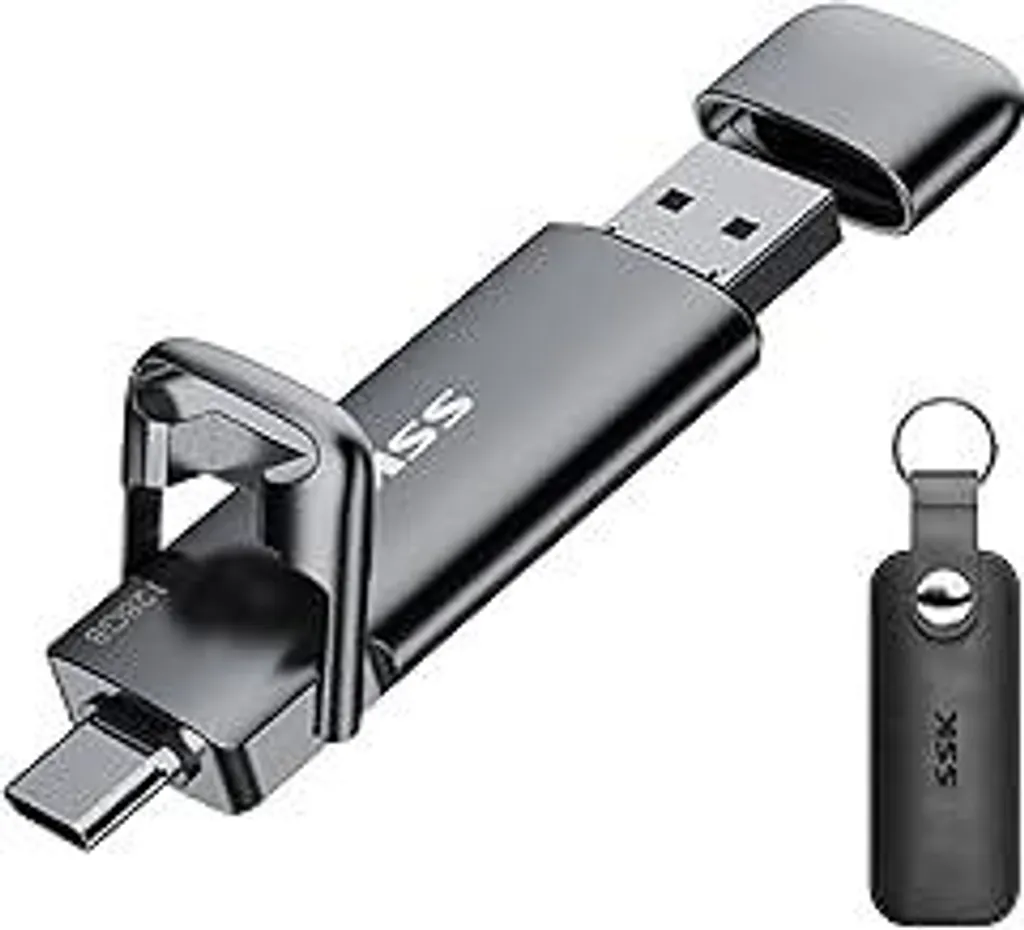 SSK SSD Esterno 128GB USB C 550MB/s | Chiavetta USB 3.2 Gen2 Doppia Porta