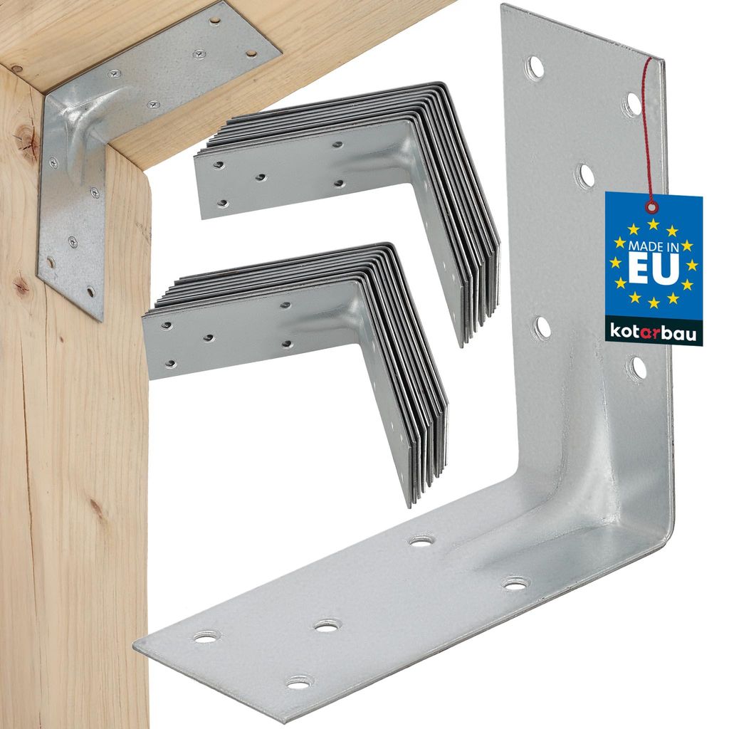 KOTARBAU 25er Set Winkelverbinder Regalwinkel 120x120x60mm Schwerlastwinkel Anschlagwinkel Verstärkter Metallwinkel Bauverbinder Verzinkter Stahl