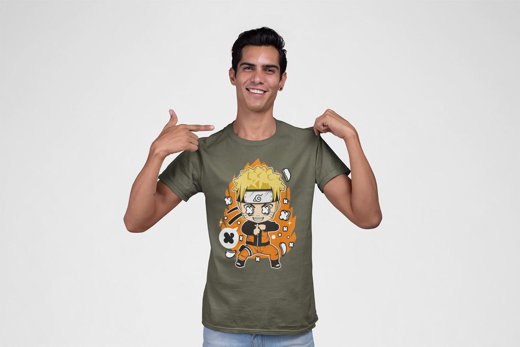 D&B Férfi Uni Polo PC00021 Naruto MilitärGrün-Größe 5XL