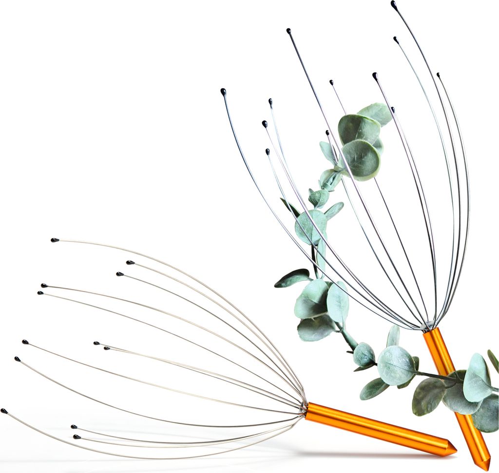 com-four 2x Kopfmassage Spinne - Kopfmassagegerät 24 cm - Kopfkrauler, Massagespinne zur Entspannung - Akupressur für bessere Schlafqualität, ...