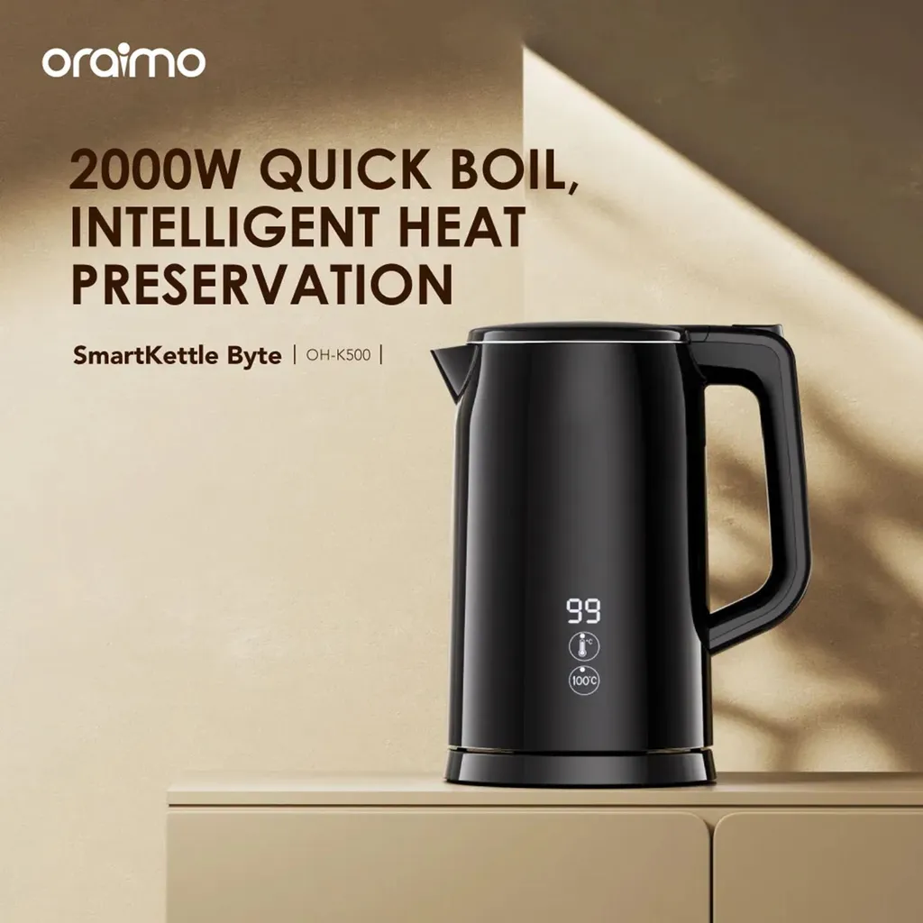 Bouilloire SmartKettle Byte Oraimo 1850W idéale pour le thé et café