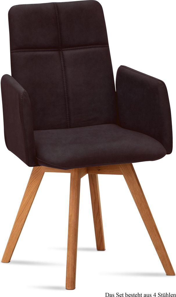 Armlehnstuhl (4er-Set) Dinah 52x92x60 Eiche geölt/Espresso