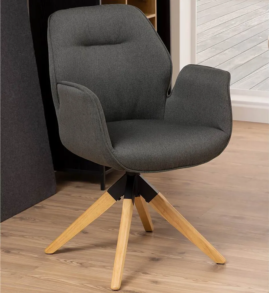Chaise pivotante design pour salle à manger et bureau en bois gris