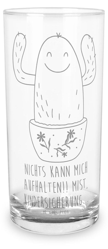Mr. & Mrs. Panda Glas Kaktus Happy 400 ml - Transparent - Geschenk, Kakteen, Cocktailglas, Kollege, Wasserbecher, Freundin, Wasserglas, Tumbler, Ne...