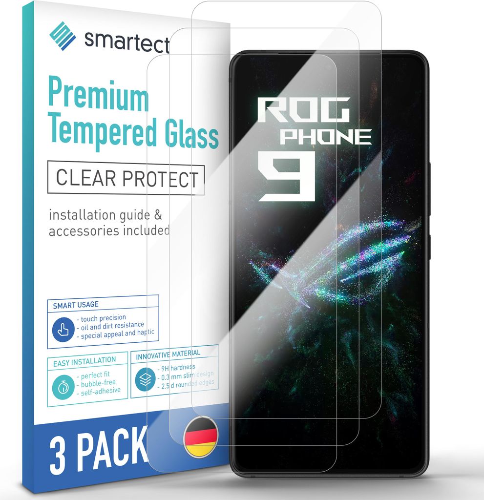 3x Schutzglas Panzerfolie Klar für Asus Rog Phone 9 5G / 9 Pro 5G Displayschutz