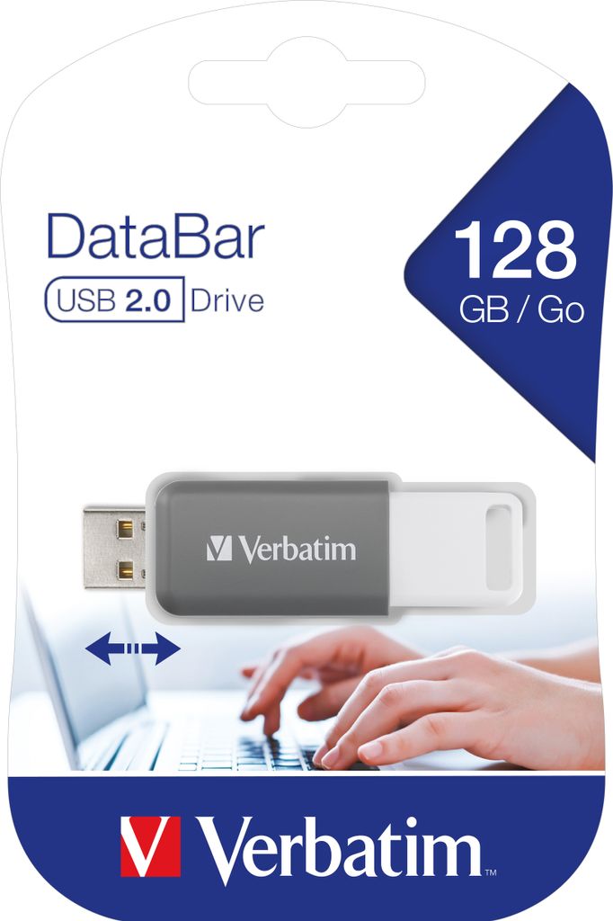Verbatim V DataBar, 128 GB, USB Typ-A, 2.0, Dia, 9,1 g, Produktbild 