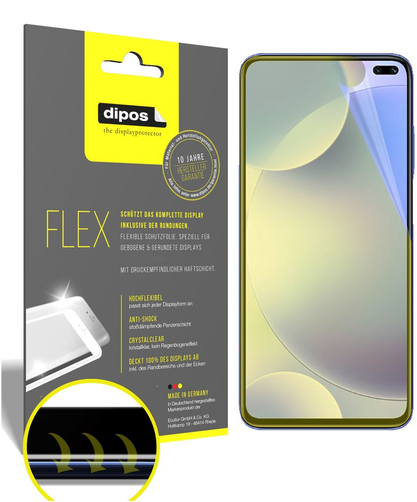 2x Schutzfolie für Xiaomi POCO X2 Folie, 100% Displayabdeckung, dipos Flex