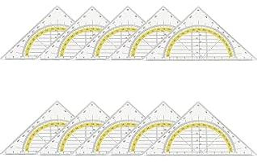 10er Set Geometrie Dreiecke aus Kunststoff, Geodreieck aus Kunststoff, Flexibles Zeichendreieck und Winkelmesser, Ideal für Büro, Designer, Stude...
