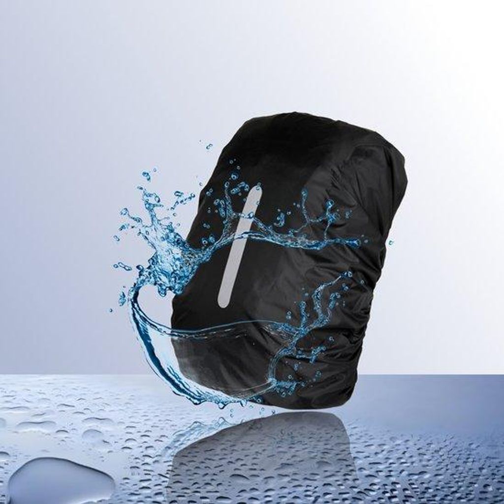 Luxus wasserdichte Rucksackhülle - reflektierende Regenhülle - 75 bis 85 Liter - Schwarz - Größe XXXL
