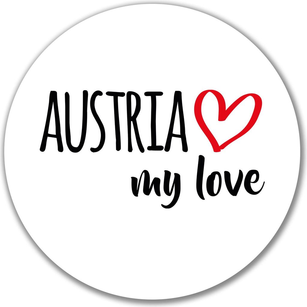 Huuraa Aufkleber Austria my love 10cm rund Sticker Geschenkidee