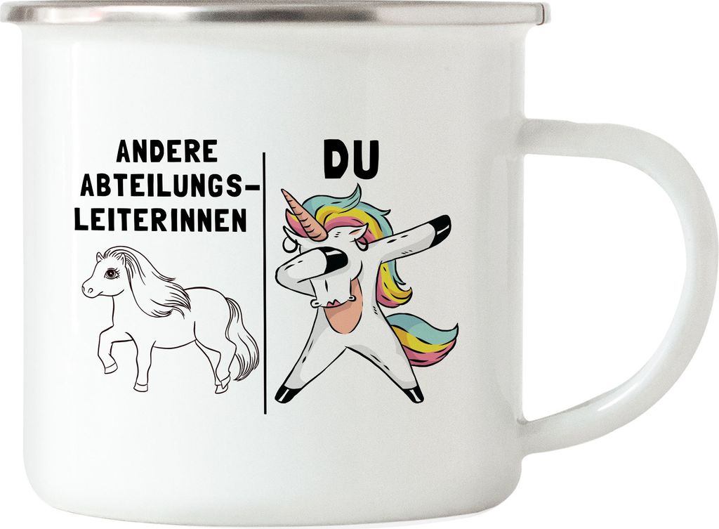 Andere Abteilungsleiterinnen Du Emaille Tasse Pferd Einhorn Humor Lustig Unicorn Geschenk Chefin