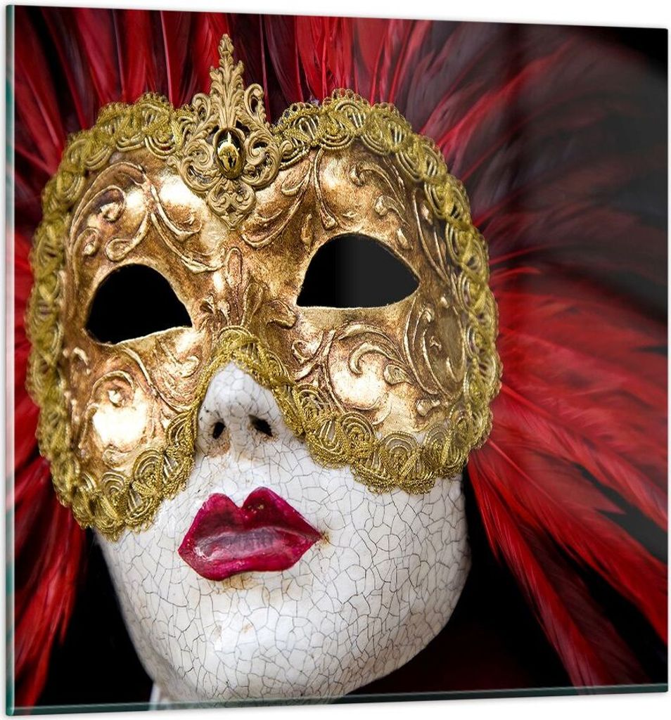 Bilder auf glas - Venezianische Maske Kostüm Spaß Feder - 70x70cm - Glasbilder - Wandbilder - Kunstdruck - Wanddekoration aus Glas - Glas Bilder ...
