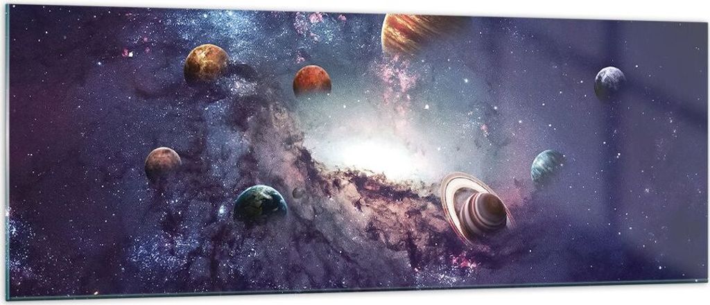 Bilder auf glas - Einteilig - Kosmos Planeten die Sterne - 140x50cm - Glasbilder - Wandbilder - Bilder - Wanddekoration aus Glas - Glas Bilder - Wa...