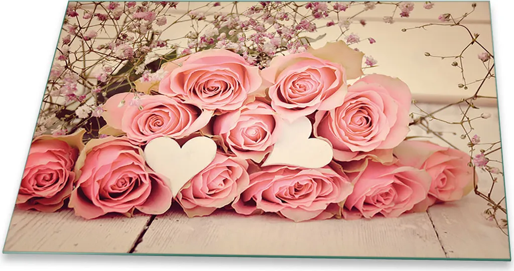 Copri Piano Cottura In Vetro Temperato 80x52 Cm – Universale Per Induzione E Vetroceramica (Stampa Fiori)