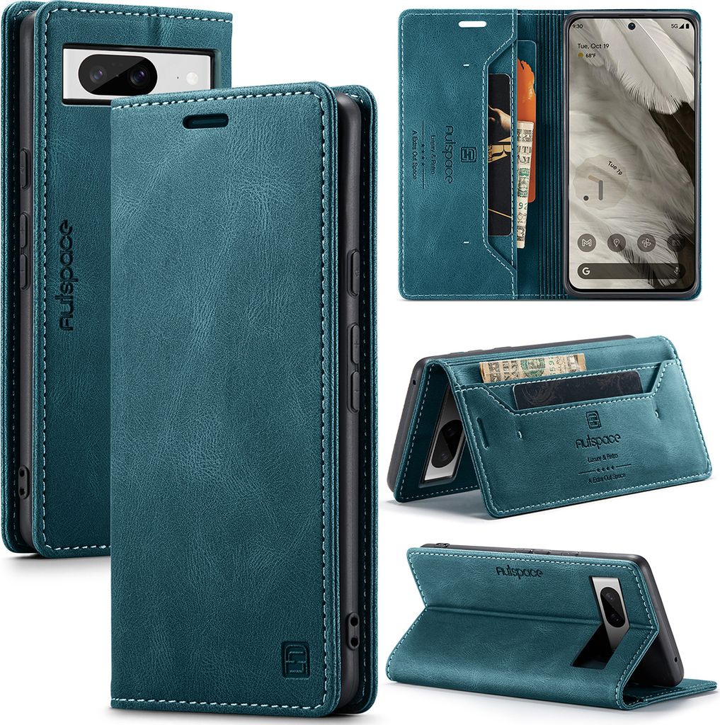 Google Pixel 8 Hülle, Retro Kunstledertasche Stand Produktbild 