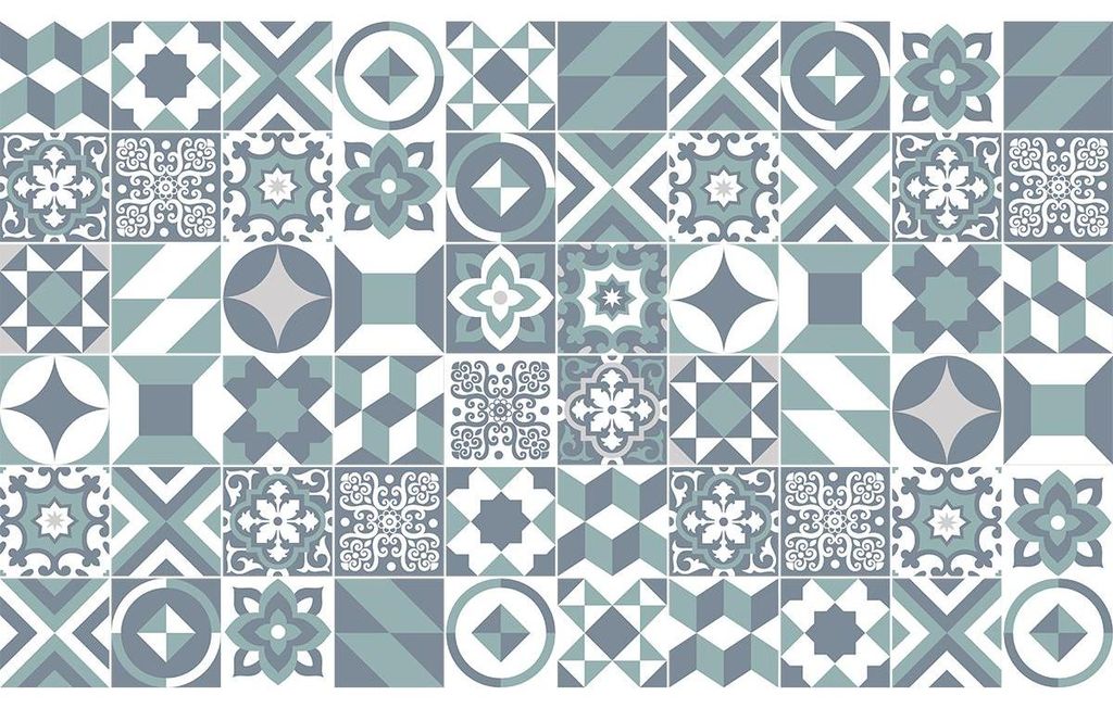 Selbstklebende Fliesenaufkleber für Küche und Bad – 60 Zementfliesenaufkleber im Azulejos Paoli-Stil – 60 Aufkleber, 15 x 15 cm