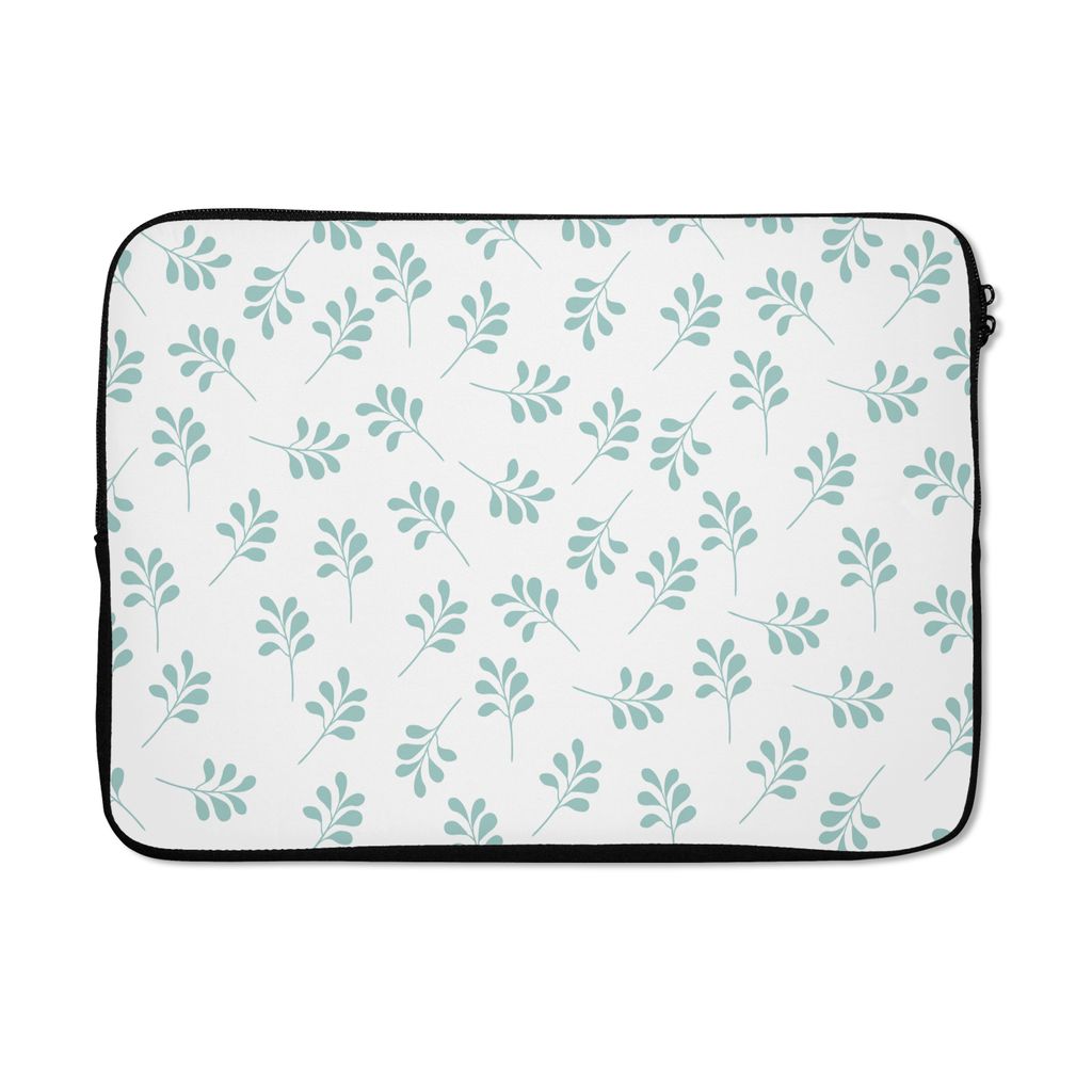 MuchoWow Laptop Hülle 14 ZollBlätter - Muster - Blau Laptoptasche - Laptoptasche - Stoßsicher - Schutzhaube