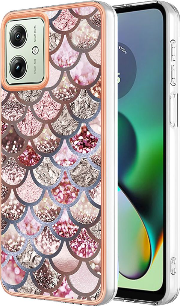 Hülle für Motorola Moto G54 Muster TPU Silikon Stoßdämpfer Bumper Schutzhülle Kaffee