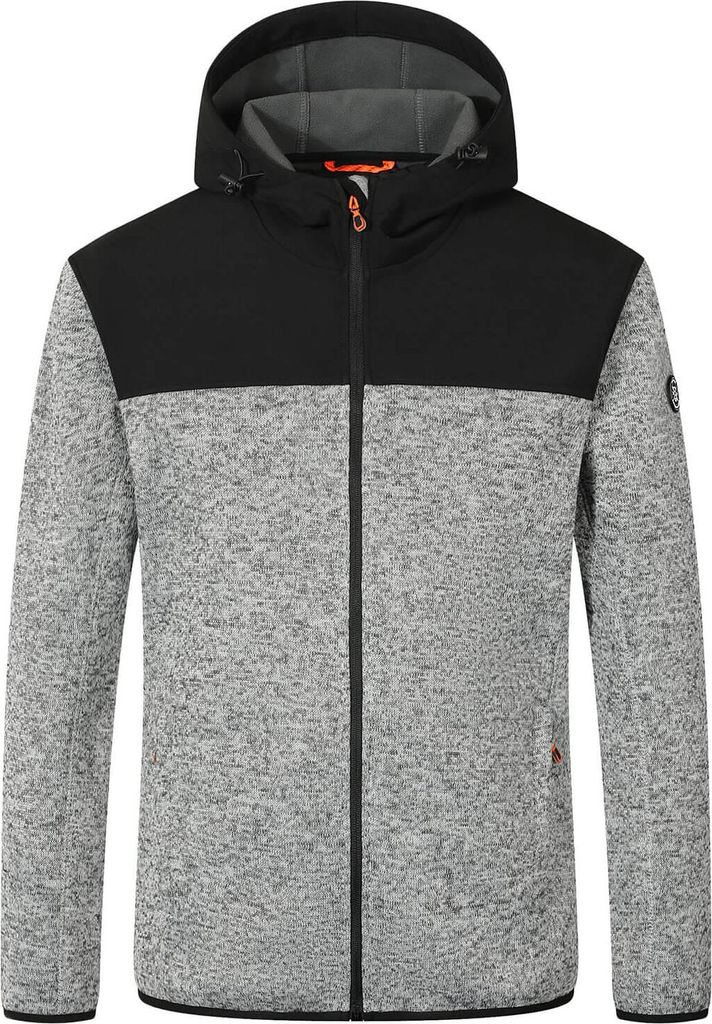 Blue Wave Herren Fleecejacke Ole mit Kapuze - Jacke in Melange Strickoptik in Grau Melange Größe S