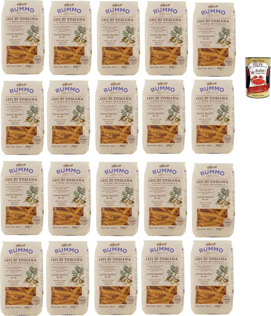 Rummo Ceci di Toscana e Riso Integrale Penne Rigate N° 66 senza glutine, Pasta gluten free, glutenfrei, Kichererbsen der Toskana und voller Reis 2...