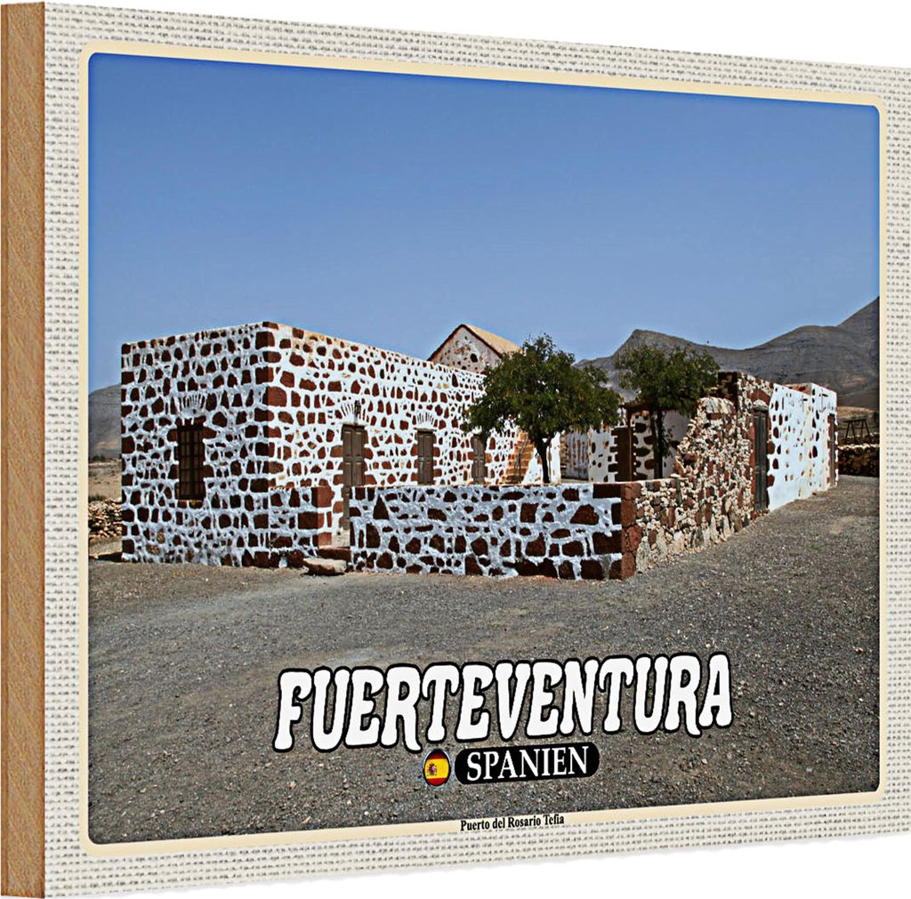 Holzschild Reise 30x20cm Fuerteventura Spanien Puerto Rosario Tefia
