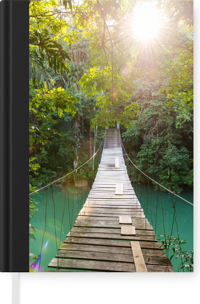 MuchoWow Notizbuch Tagebuch Haushaltsbuch Notebook A5 Dschungel - Wasser - Brücke - Natur - Pflanzen - Notizblock - Notizheft - Notebook - Schre...