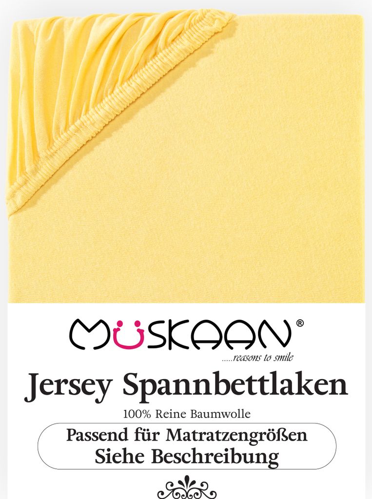 Müskaan Jersey Spannbettlaken 90x200cm - 100x200cm gelb bis Produktbild 
