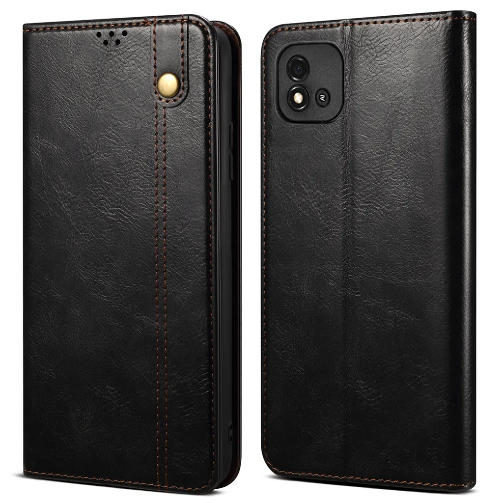 Custodia per OPPO Realme C20, custodia in pelle flip wallet con funzione stand nero