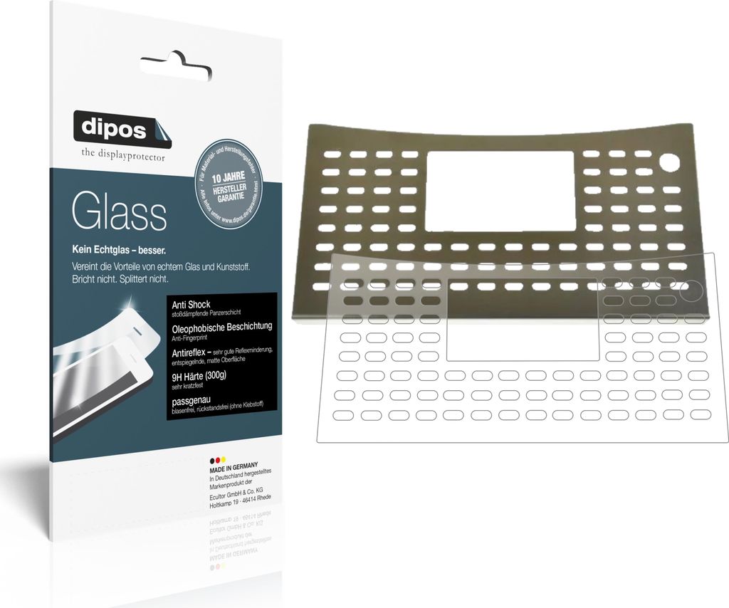 1x Schutzfolie für NIVONA NICR 859 Tropfblech matt - Anti-Shock 9H Folie dipos Glass Kunststoffglas