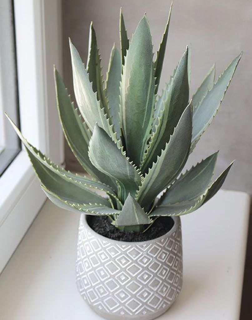 artplants.de Kunst Agave Americana Hedi im Terracotta Topf, grün, 35cm - Deko Agave