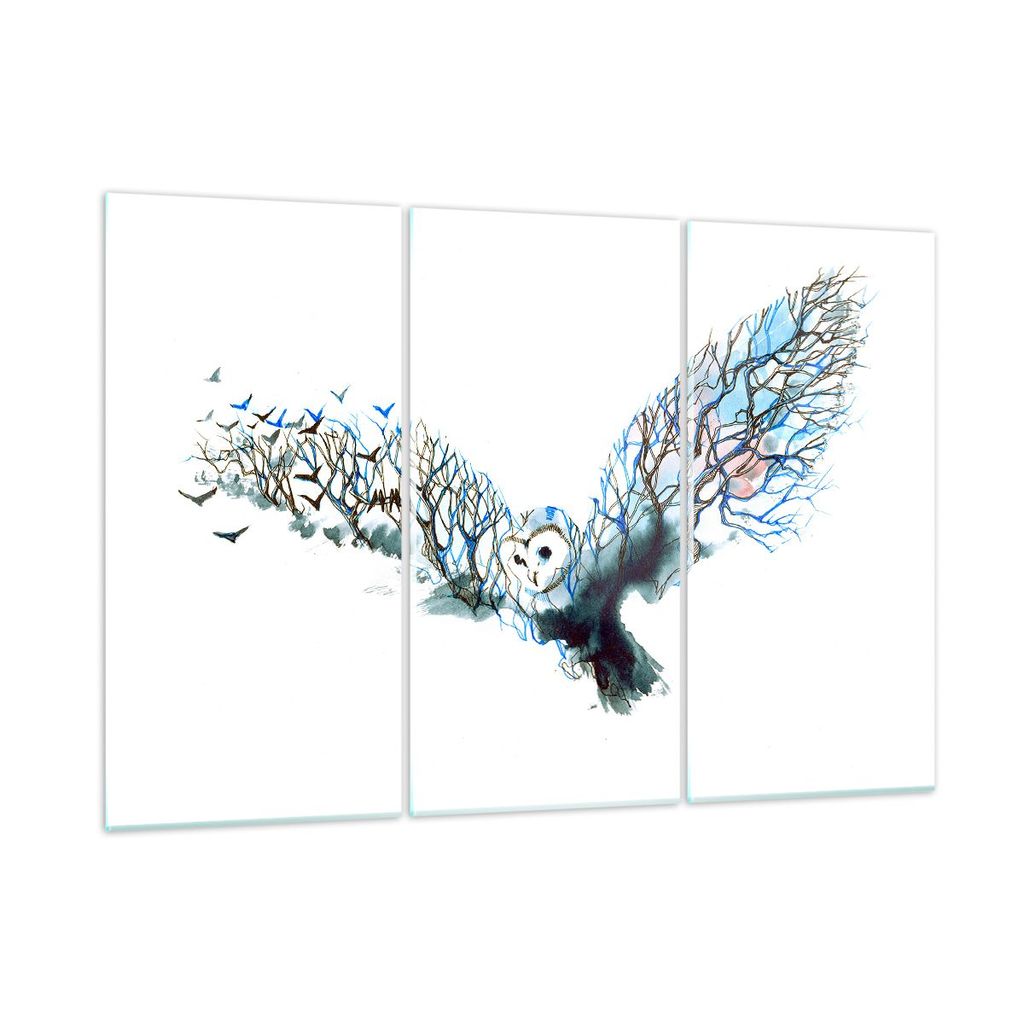 Bilder auf glas - Eule wild Wald Flug - 165x110cm - Glasbilder - Wandbilder - Kunstdruck - zum Aufhängen bereit - Wanddekoration aus Glas - Glas B...