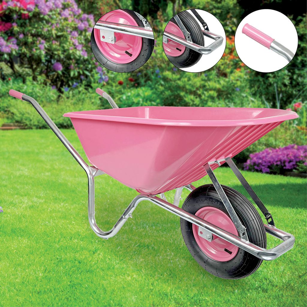 Matrix Schubkarre 100l 250kg Luftrad Kunststoffwanne Pink Produktbild 10