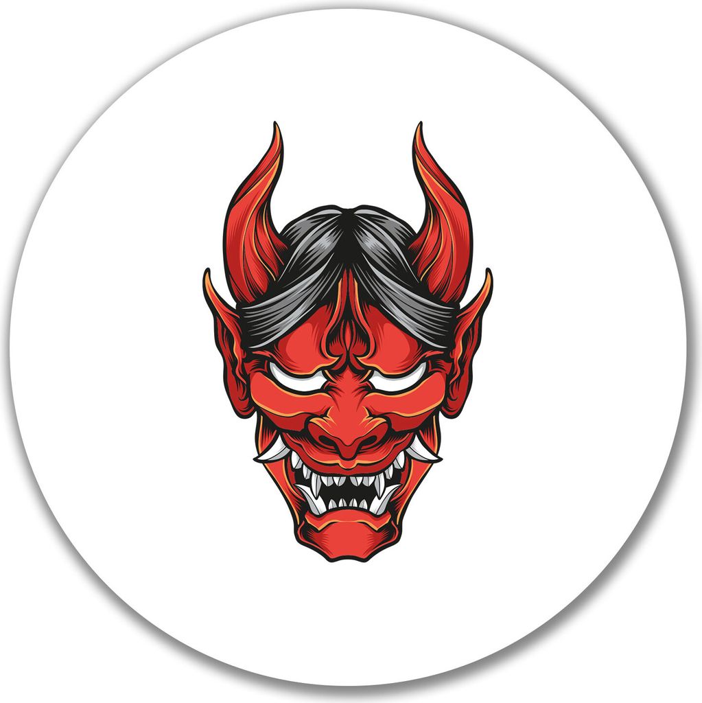 Huuraa Aufkleber Oni Yōkai Japanische Mythologie 10cm rund Sticker Geschenkidee
