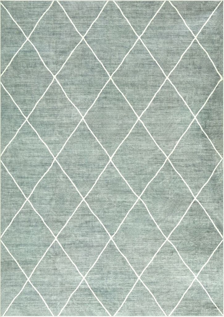 Teppich RHOMB waschbar 160 x 230 Jadegrün, Rautenmuster, weicher Kurzflor, modern, skandinavisch, mikrofaser, gummierte Unterfläche, schmutz- und...