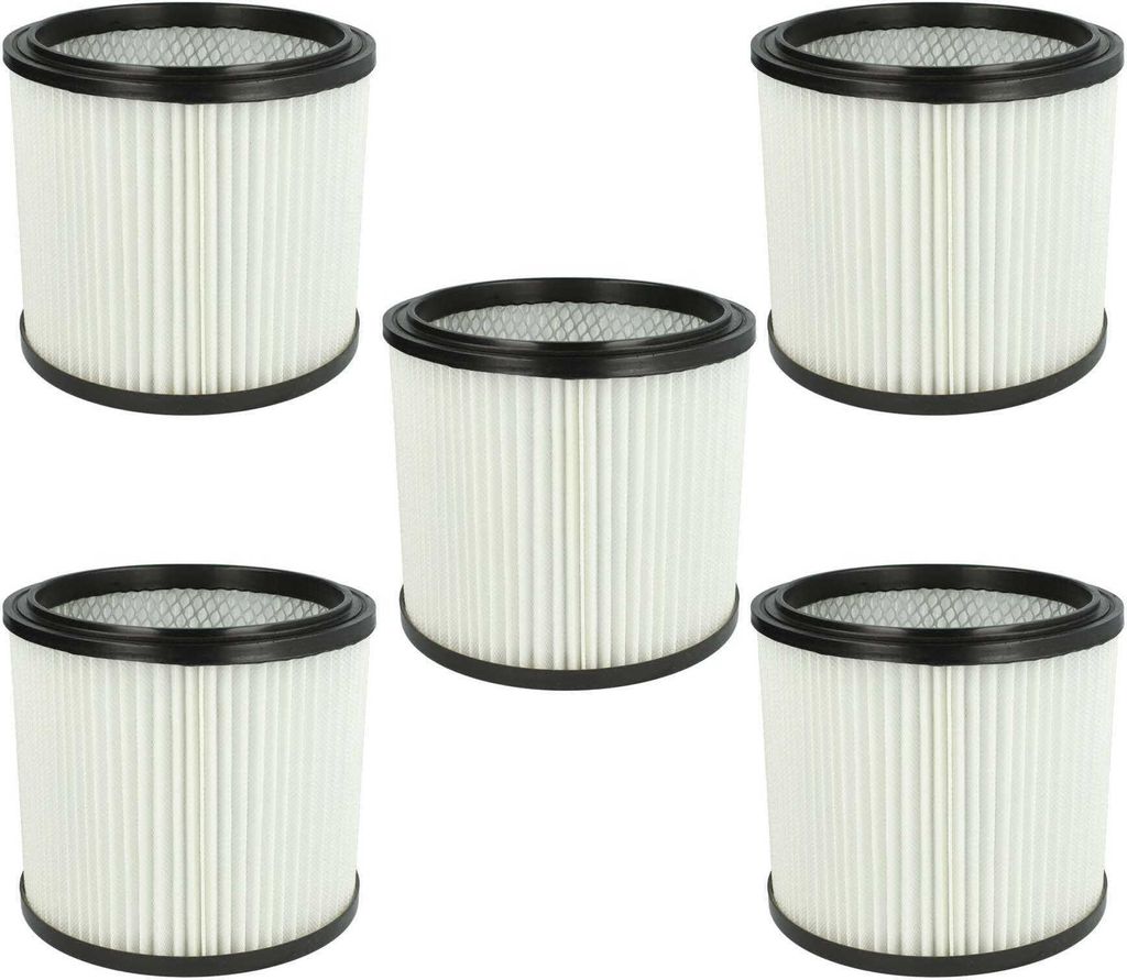 vhbw 5x Faltenfilter kompatibel mit Aqua Vac Industrial 50, 35, 30 Staubsauger - Patronenfilter Weiß